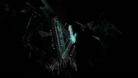 Animated 3D cube rotates and a hologram of the letter V comes out of it Video stock 170019454