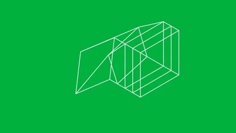 Animated 3D cube wireframe on green screen perfect for tech design Stock Footage 308867914