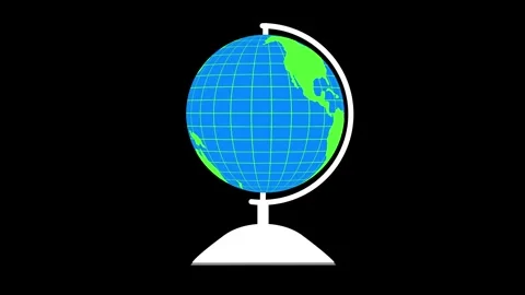 Animated 3d Earth Map Globe with Grid Lines Stock Footage 315188457