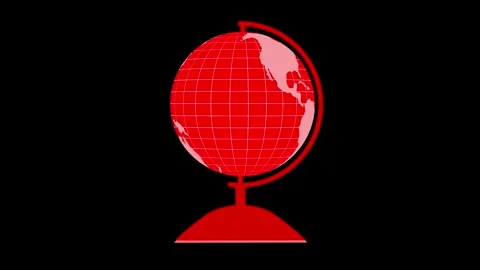 Animated 3d Earth Map Globe with Grid Lines Stock-Footage 315188470