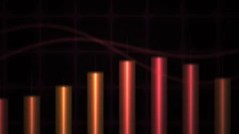 Animated 3D financial bar chart with trend lines displaying stock market gr.. Stock Footage 346356108