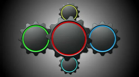 Animated 3d gears on grey background. Looped animation. Stock Footage