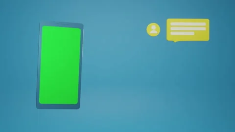 Animated 3D graphics. Smartphone with green screen for insertion. Blocks of m Stock Footage 201242845