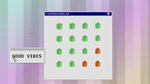Animated 3D grid interface with colorful changing shapes Stock Footage 346159059