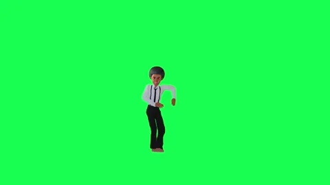 Animated 3d half-breed boy dancing happy front angle green screen Stock-Footage 259823763
