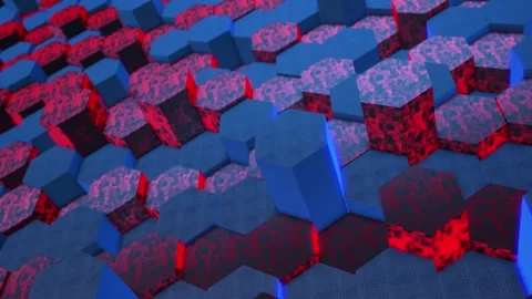 Animated 3D Hexagons with Glowing Effect. 3D Hexagons Random Movement. 4K Stock Footage 279962105