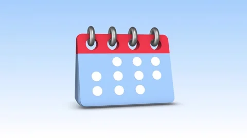 Animated 3D Icon of a Calendar on a Light Blue Background. Calendar Icon. 4K Stock Footage 282594104
