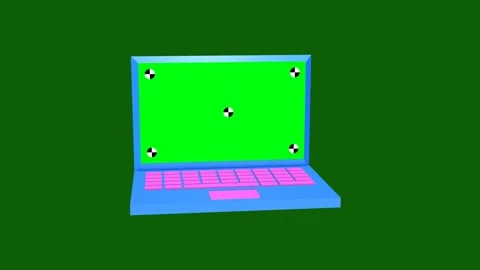 Animated 3d laptop and tracking sign on screen Stock Footage 249245948