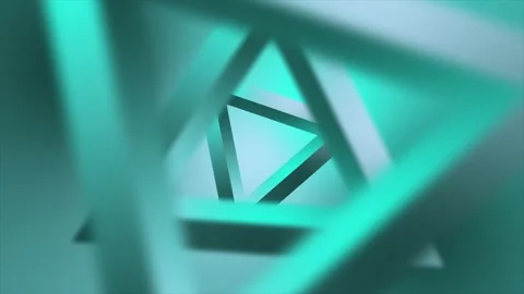 Animated 3d light blue color rotating triangular element background Video stock 199379129