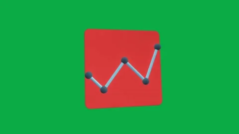 Animated 3d line graph icon rotating on green screen for business growth concept Stock Footage 331127753