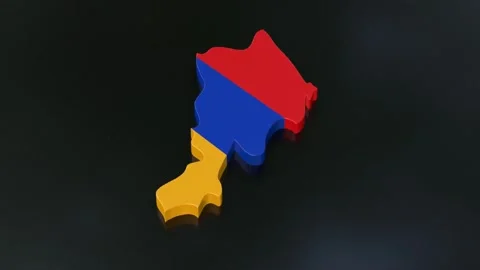 Animated 3D Map of Armenia Rotating Clockwise with Flag Texture Stock Footage 282089391