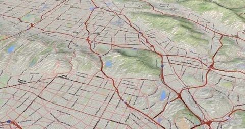 Animated 3D Map of Los Angeles Stock Footage 96870972