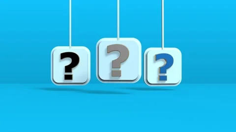 Animated 3D mark question icon on blue background space Stock Footage 299814931