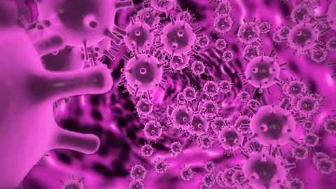 Animated 3d model of coronavirus 2019-nCoV pathogen cells inside infected Vídeos de archivo 125688511
