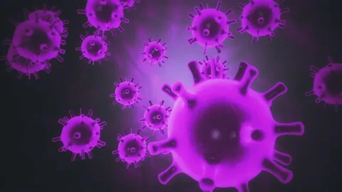Animated 3d model of coronavirus 2019-nCoV pathogen cells inside infected Stock Footage 130381963