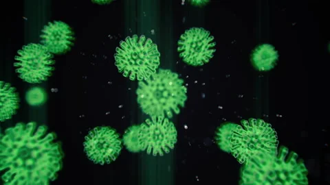 Animated 3d model of coronavirus 2019-nCoV pathogen cells inside infected Stock Footage 130383180