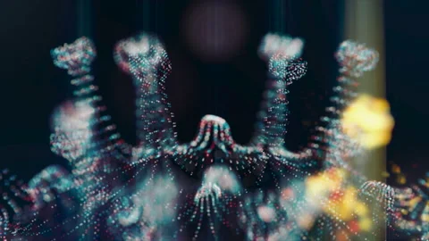 Animated 3d model of coronavirus 2019-nCoV pathogen cells inside infected Stock Footage 135424358