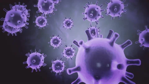 Animated 3d model of coronavirus 2019-nCoV pathogen cells inside infected Stock Footage 153143959