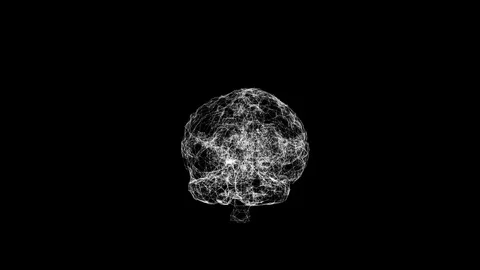 Animated 3d model of human brain rotating over black background and pulsing Stock Footage 125963617