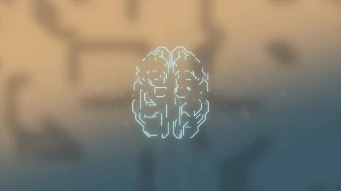 Animated 3d model of human brain over light blurred background and pulsing Stock Footage 125966497