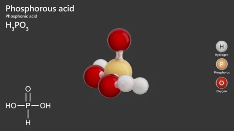 Animated 3D model of the phosphorous acid molecule H3PO3 Stock Footage 285158056