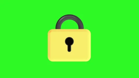 Animated 3D padlock icon locking and unlocking in a seamless loop. Video stock 317967471