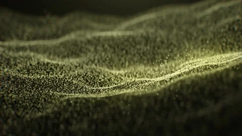 Animated 3D particle wave yellow molecules moving digital galaxy cyberspace Stock Footage 223704739
