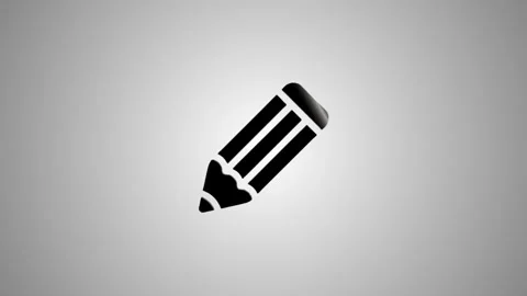 Animated 3D pencil icon transform into a 2D symbol, showcasing a sleek and .. Stock Footage 346491361