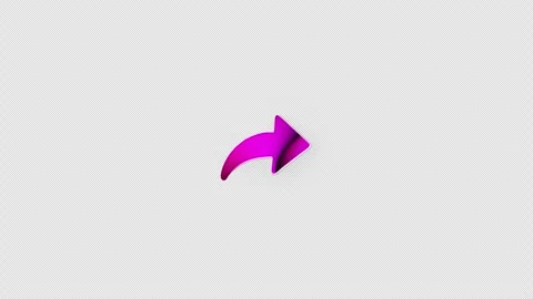 Animated 3D Pink Share Arrow Icon Rotating on Transparent Background Stockbeeldmateriaal 334710345