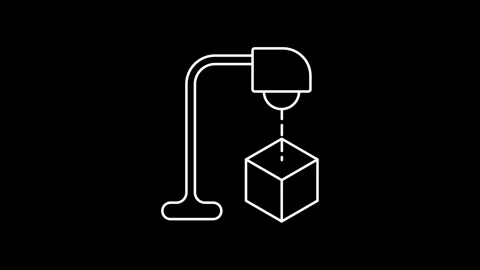 Animated 3D Printer Icon icons in thin line style 動画素材 314337147