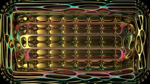 Animated 3d render of moving golden extruded surfaces Stock Footage 125310312