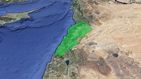 An animated 3D satellite image map of the earth zooming into Lebanon which .. Stock Footage 253576604