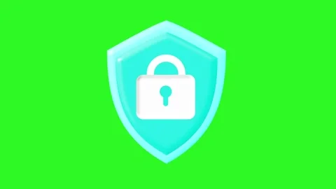 Animated 3D shield icon with a padlock locking and unlocking. Stock Footage 315542535