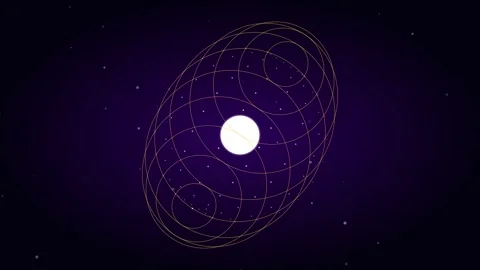 Animated 3D space orbital rings spinning around a bright star Stock Footage 344752277