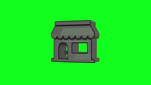 Animated 3d store icon rotating on green screen Stock Footage 329033473