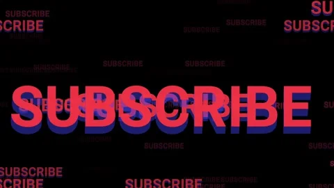 Animated 3D "Subscribe" text in red and blue flies towards Stock Footage 319763699