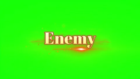 Animated 3D text effect with the word Enemy glowing on a bright green screen Stock Footage 345779487