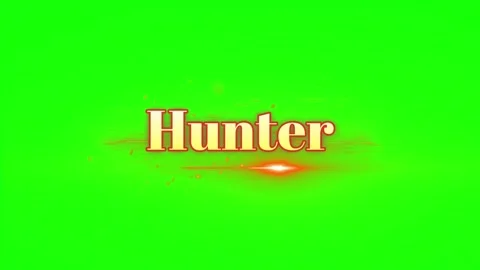 Animated 3D text Hunter with glowing light flare effect isolated on a bright Stock Footage 345779470