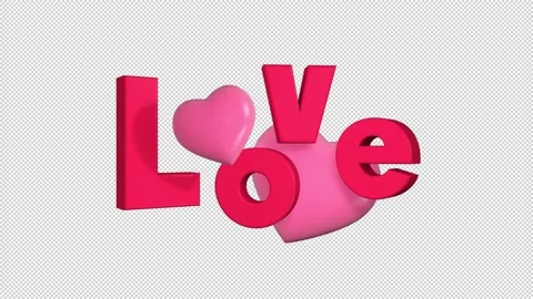 Animated 3D text Love with hearts Stock Footage 283004716