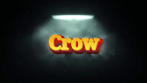 Animated 3D text title Crow with yellow letters and red shadow on a dark moody Stock Footage 346209983