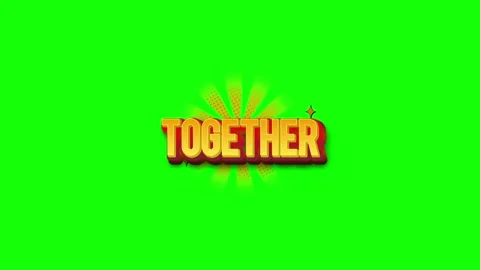 Animated 3D Together text logo with golden light rays isolated on a green Stock Footage 345778747