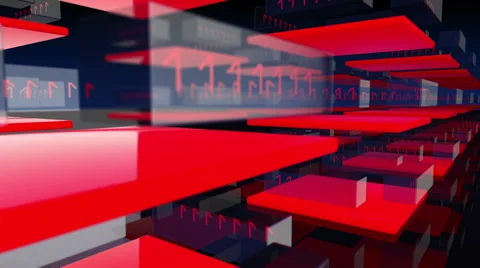 Animated 3D transpartent modules displaying changing red digital binary code Stock Footage 60938553