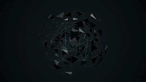 Animated 3D Triangular Shapes Orbiting Around Center Video stock 330923423