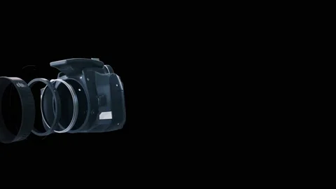 Animated 3d video camera with lens. digital slr camera with lens	 Stock Footage 236558559