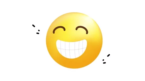 Animated 3D Yellow Emoji Face with Happy Smiling Expression for Social Media Stock Footage 345930895