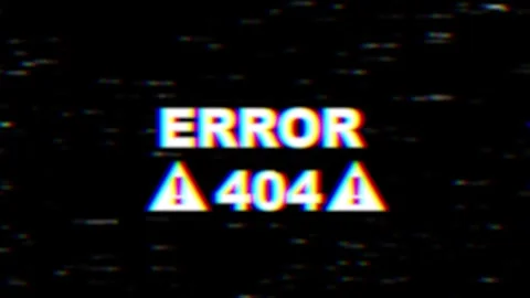 Animated 404 error warning with glitch effect, 4k video	 Stock Footage 331025093