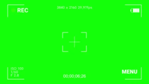 Animated 4K Camera Viewfinder Display Green Screen, Professional Recording UI Stock Footage 312415826