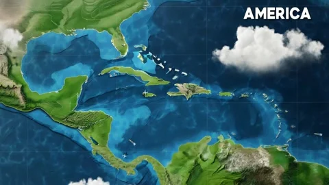 Animated 4K Map of North and South America with Caribbean Focus 動画素材 316894059