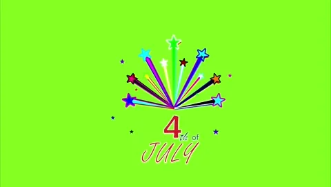 Animated 4th of July text with exploding star fireworks on green screen Stock Footage 337985498