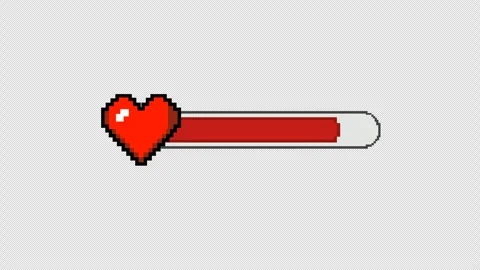 Animated 8-Bit Pixel Art Heart Health Life Bar Progress Loading Bar Stock Footage 347859337